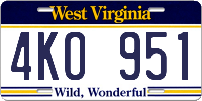 WV license plate 4KO951