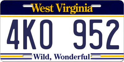 WV license plate 4KO952