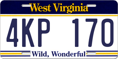 WV license plate 4KP170