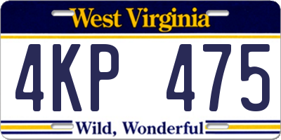 WV license plate 4KP475