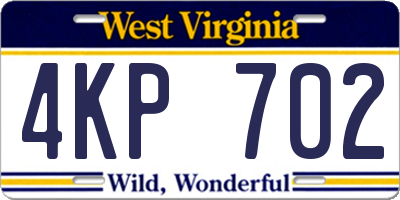 WV license plate 4KP702