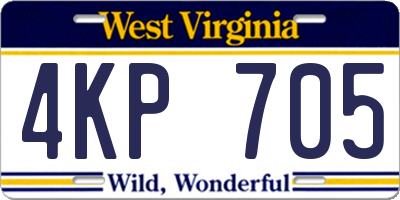 WV license plate 4KP705