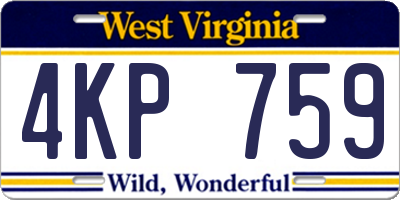WV license plate 4KP759