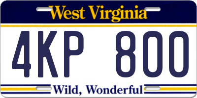 WV license plate 4KP800