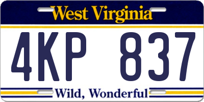 WV license plate 4KP837