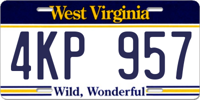 WV license plate 4KP957