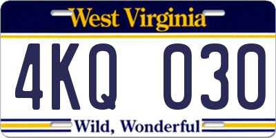 WV license plate 4KQ030