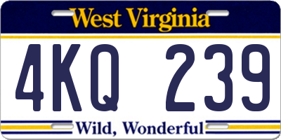 WV license plate 4KQ239