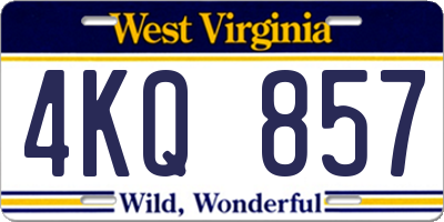 WV license plate 4KQ857