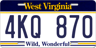 WV license plate 4KQ870