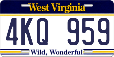 WV license plate 4KQ959