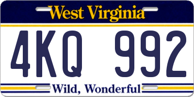 WV license plate 4KQ992