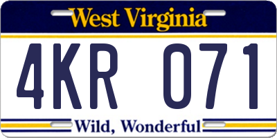 WV license plate 4KR071