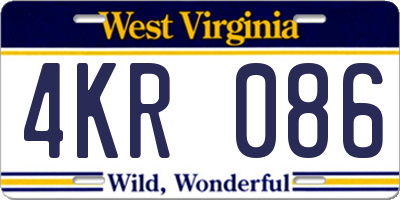 WV license plate 4KR086
