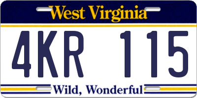 WV license plate 4KR115