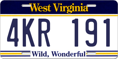 WV license plate 4KR191