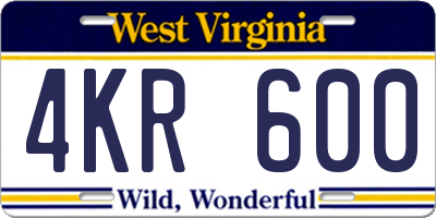 WV license plate 4KR600