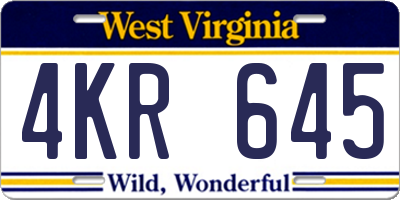 WV license plate 4KR645