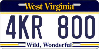 WV license plate 4KR800