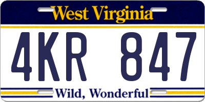 WV license plate 4KR847