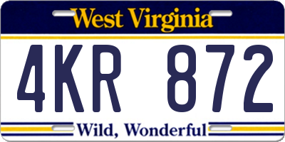 WV license plate 4KR872