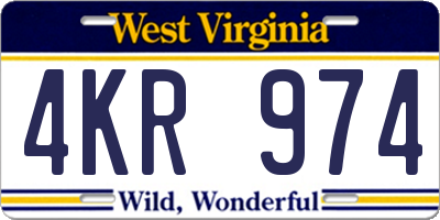 WV license plate 4KR974