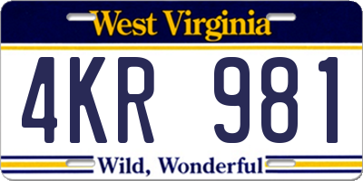 WV license plate 4KR981