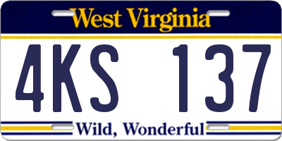 WV license plate 4KS137