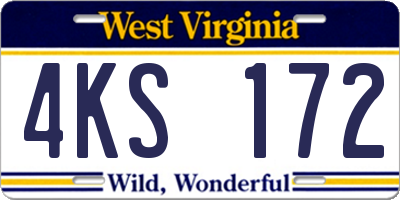 WV license plate 4KS172