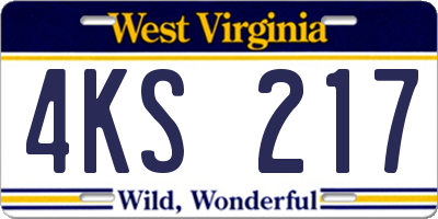WV license plate 4KS217