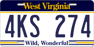 WV license plate 4KS274