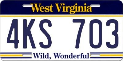 WV license plate 4KS703