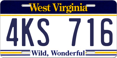 WV license plate 4KS716