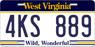 WV license plate 4KS889