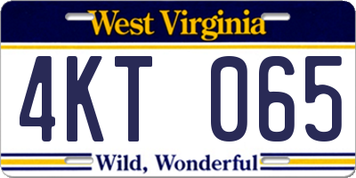 WV license plate 4KT065