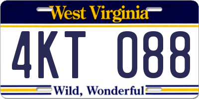 WV license plate 4KT088