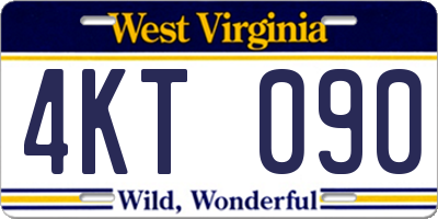 WV license plate 4KT090
