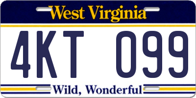 WV license plate 4KT099