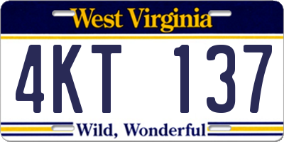 WV license plate 4KT137
