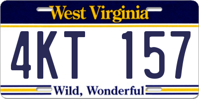WV license plate 4KT157