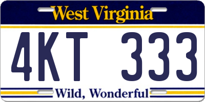 WV license plate 4KT333