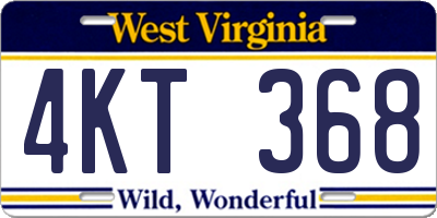 WV license plate 4KT368