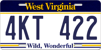 WV license plate 4KT422
