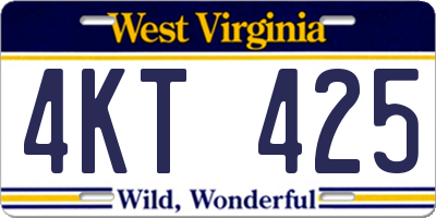 WV license plate 4KT425