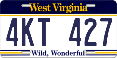 WV license plate 4KT427