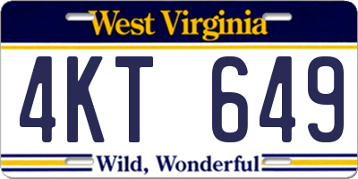 WV license plate 4KT649