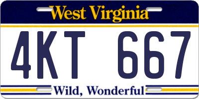 WV license plate 4KT667