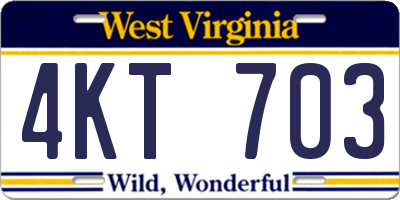 WV license plate 4KT703