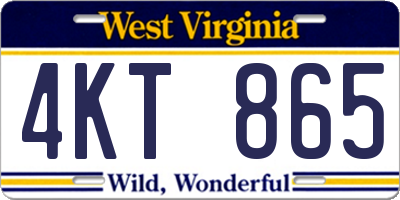 WV license plate 4KT865