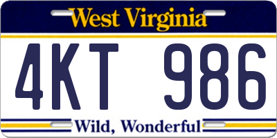 WV license plate 4KT986